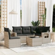 vidaXL 6 pcs conj. sofás jardim com almofadões vime PE cinzento-claro