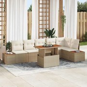 vidaXL Conjunto de Jantar de Jardim em 7 Peças com Almofadas Bege