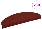 vidaXL Tapetes de escada autoadesivos 30 peças 65x21x4 cm vermelho bordô meio redondo grande
