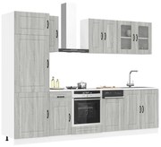 vidaXL 8 peças armário de cozinha conjunto Kalmar cinza sonoma