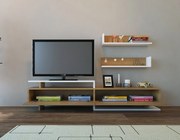 Unidade de TV Ayaz – Branco e Teca – 180x40x37,4 cm