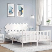 Estrutura de cama com cabeceira 140x190cm madeira maciça branco