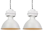 Conjunto de 2 Pendentes Industriais Pequenos Branco Fosco - Sicko Industrial