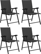 Outsunny Conjunto de 4 Cadeiras de Jardim para Exterior Dobráveis com Encosto Alto e Apoios de Braços para Terraço e Praia 58x62x97 cm Preto | Aosom Portugal