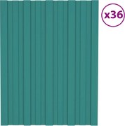 vidaXL Painéis de telhado 36 pcs 60x45 cm aço galvanizado verde