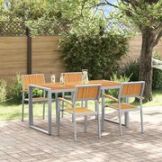 vidaXL Conjunto de Jantar para Jardim 5 pcs Cinzento e castanho