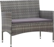 vidaXL Banco de jardim 105 cm vime PE cinzento