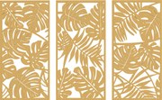 HOMCOM Decoração de Parede de Madeira 3D 3 Peças 40x80 cm Adornos com Padrão de Folhas Tropicais Madeira | Aosom Portugal