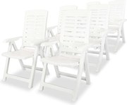 vidaXL Cadeiras de jardim reclináveis 6 pcs plástico branco