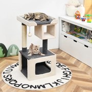 Arranhador para gatos com Pequena Torre 80 cm e bola felpuda Centro de atividades para gatinhos Branco e cinza