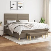 vidaXL Cama com molas/colchão 160x200 cm tecido castanho-acinzentado