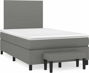 vidaXL Cama boxspring com colchão 120x190 cm tecido cinzento-escuro