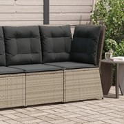 vidaXL Sofá de canto para jardim com almofadões vime PE cinzento