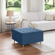 vidaXL Puff de armazenamento com almofada Azul 80 x 80 x 45 cm tecido