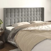 vidaXL Cabeceira cama c/ abas veludo 203x16x118/128 cm cinzento-claro