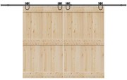 Kit de ferragens para porta deslizante 366 cm aço preto