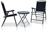 vidaXL 3 pcs conjunto bistrô aço preto