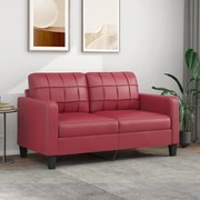 vidaXL Sofá de 2 lugares 140 cm couro artificial vermelho tinto