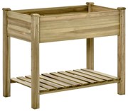 Outsunny Horta Vertical de Madeira com Prateleira 91x51x76cm Mesa de Cultivo Retangular com Orifícios de Drenagem Madeira Natural | Aosom Portugal