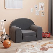 vidaXL Sofá-cama infantil pelúcia macia antracite