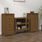 vidaXL Aparadores 2 pcs 40x35x80 cm pinho maciço castanho mel