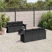 vidaXL 7 pcs conjunto de sofás p/ jardim c/ almofadões vime PE preto