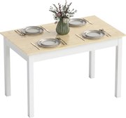 HOMCOM Mesa de Jantar para 4-6 Pessoas 6 Lugares 119x70x76 cm Moderna para Família de Madeira Branca e Carvalho | Aosom Portugal