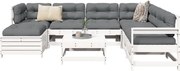 vidaXL 8 pcs conjunto sofás de jardim pinho maciço branco