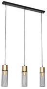 Candeeiro de suspensão design preto com dourado 3-luzes - Maura Design