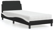 vidaXL Cama com colchão 80x200 cm couro artificial preto e branco