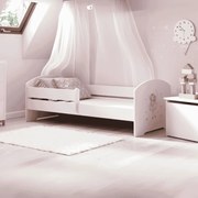 Cama infantil LUK fada 140x70 branca com grade - colchão e estrado incluído