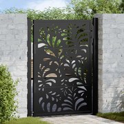 vidaXL Portão de jardim 105x130 cm preto projeto de onda de aço