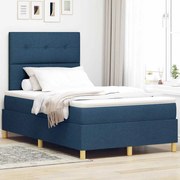 vidaXL Cama Box Spring com Colchão Azul Tecido