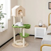 Arranhador para gatos Altura 139 cm com arranhadores de sisal Arranhadores de sisal Plataformas de salto Poleiro e rede Torre para gatos em madeira Ve