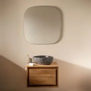 Conjunto De Móvel De Casa De Banho Em Madeira De Teca Jabari Madeira De Teca & Irregular Em Cimento Preto ↔︎40 Cm - Sklum