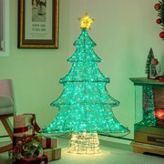 Decoração de árvore de Natal de 124 cm com 520 luzes LED Top Star iluminada para jardim