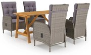 vidaXL 5 pcs conjunto de jantar para jardim cinzento