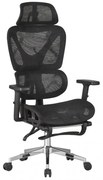 Cadeira de escritório LORRIS, alto, ergonômico, rede e assento preto