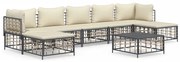 8 pcs conjunto lounge de jardim c/ almofadões vime PE antracite