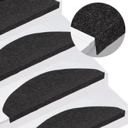 vidaXL Tapetes de escada autoadesivos 15 pcs 65x22,5x3,5 cm preto