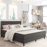 vidaXL Cama boxspring 160x200 cm tecido cinzento-escuro