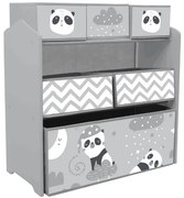 ZONEKIZ Estante Brinquedos 6 Caixas Tecido Amovíveis Organizador Prático 63x30x66 cm Cinza Ideal Quarto Crianças | Aosom Portugal