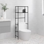 vidaXL Estante arrumação p/ sanita 2 níveis 53,5x28x143 cm ferro preto