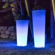 VASO REDONDO FICUS 80 CM COM LUZ LED RGB BATERIA RECARREGÁVEL HOTEL, CASA, JARDIM, RESTAURANTE, BAR