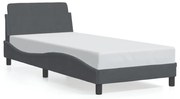 Estrutura de cama c/ cabeceira 90x200 cm veludo cinzento-escuro