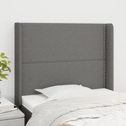 vidaXL Cabeceira cama c/ abas tecido 83x16x118/128 cm cinzento-escuro