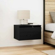 Criado-mudo vidaXL com LED montado na parede Carvalho Preto 50x36x30 cm