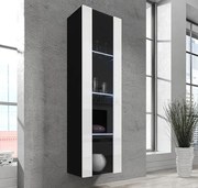 Vitrine Alta Vilar Seco – 40x170 cm – Preto e Branco com Porta Curva e