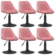 Cadeiras de jantar giratórias 6 pcs veludo rosa