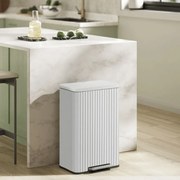 Caixote do lixo 50 L com pedal e fecho suave 40,3 x 33,6 x 62,5 cm Branco